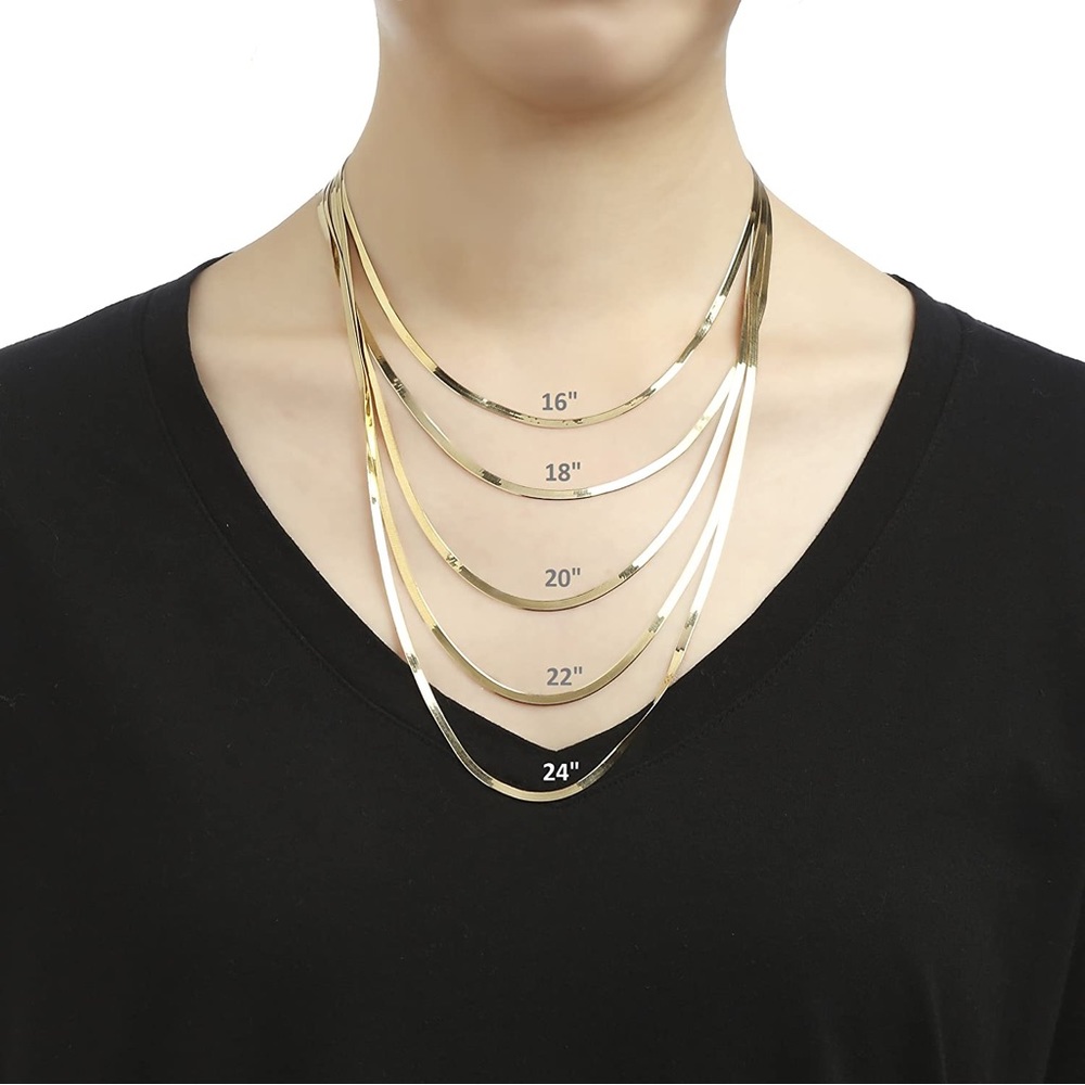 BRAND NEW 10K Solid Gold Herringbone Necklace 3mm 18”
